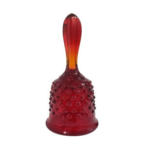 Vintage Fenton Ruby Red Amberina Hobnail Bell Glass Bell